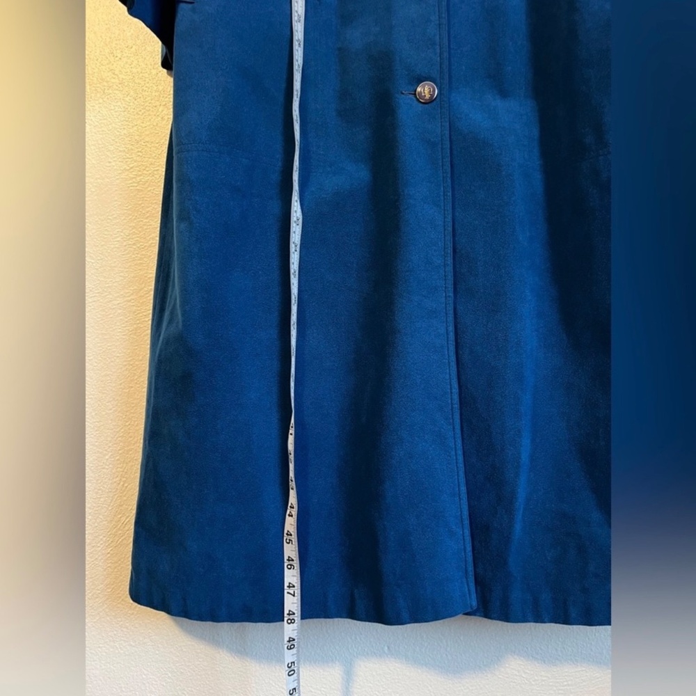 Count Romi Ultrasuede Vintage 80s Cobalt Blue Long Sleeve Trench‎ Coat Size 8 - Picture 13 of 14